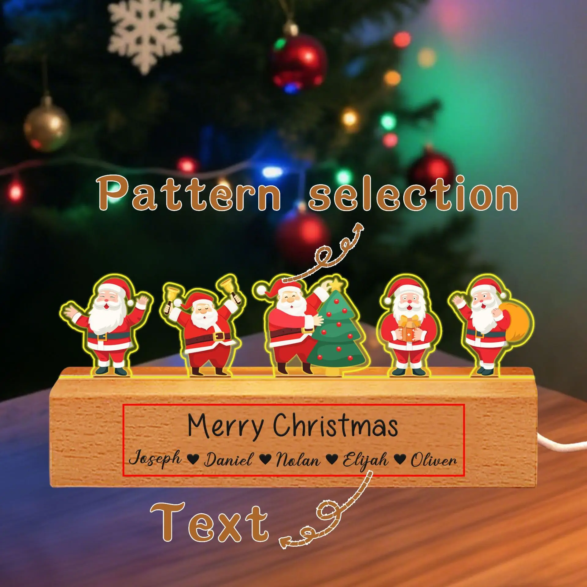 

Personalized Family Ornaments Christmas Decoration Wooden Santa Snowman Decoration Festival Theme Home Party Gift for Christmas