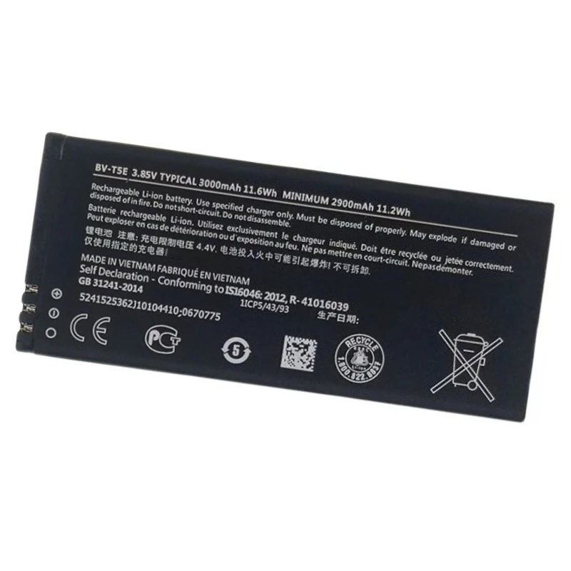 New BV-T5E 3.85V 3000mAh Rechargeable Battery for Microsoft Lumia 950 RM-110 RM-1104 RM-1106 Long Lasting Replacement Battery