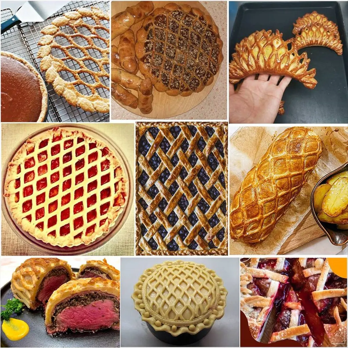 ABZT Stainless Steel Lattice Cutter, Dough Lattice Roller Cutter Baking Tool Cookie Pie Pizza Bread Pastry CrustRoller