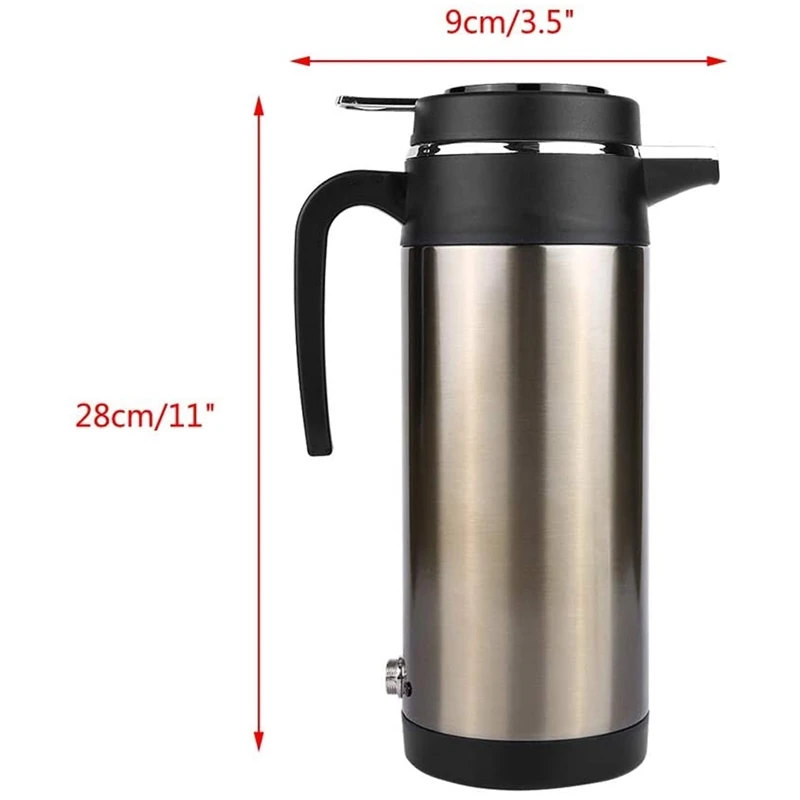 Car Kettle 12V 1200Ml Electric Car Kettle Travel Heater Large Capacity Tea Coffee Car Boiler Suitable For Camping Gold