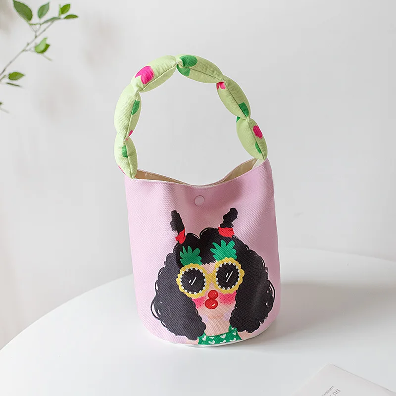 

Canvas handbag underarm bag women's bucket bag student cute hand-held small cloth bag