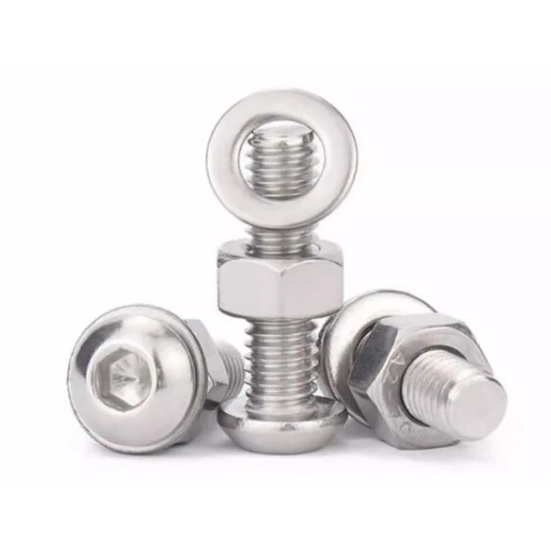 10-100Sets M2 M2.5 M3 M4 M5 M6-M10 3 in 1 Three-Piece Combination 304 Stainless Steel Countersunk Hexagonal Screw Nut Washer Set