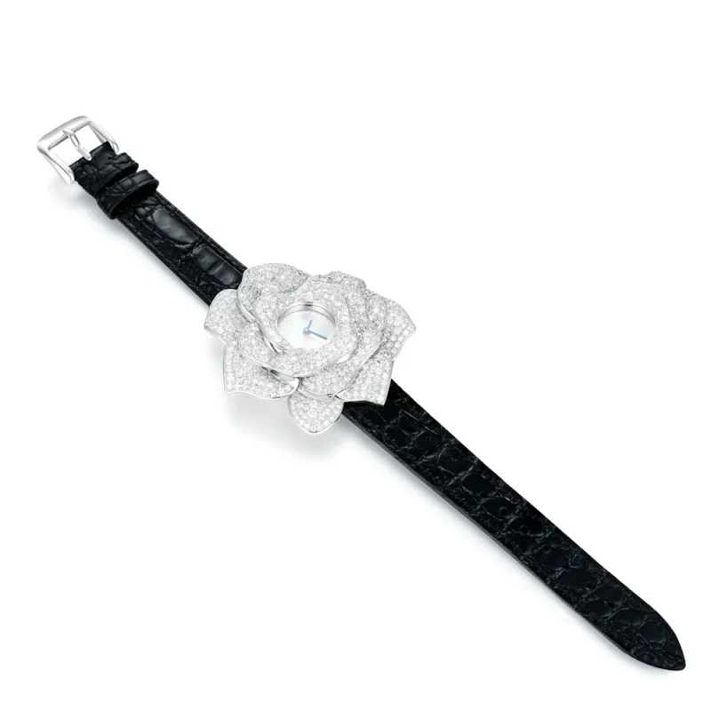 BELLUX Fine Jewelry Watch Synthetic Zircon Full Diamond White Rose Women's Elegant Fashion Watch