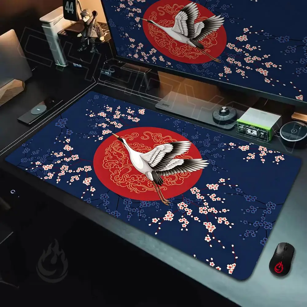 Red Sun and Red-crowned Crane Mouse Pad Large Computer Office Game Table Mats Rubber Anti-slip XXL Mouse Mat HDP Long Desk Pads