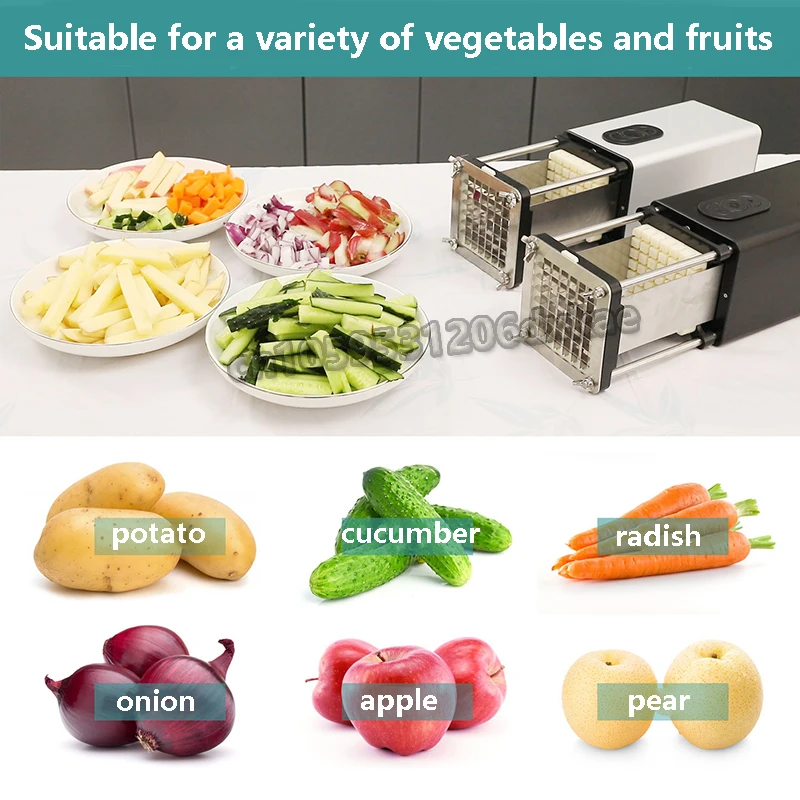 110V-240V Electric Potato Cutter Potato Chip Cutter Vegetable Cutting Machine Strip Dice Cube Slice Food Processor