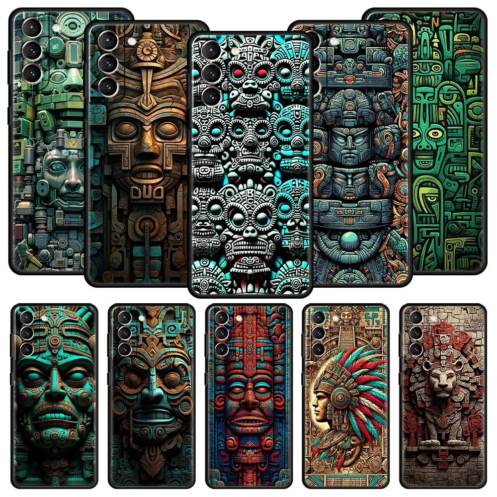 Vintage Totem Painting Phone Case Cover for Samsung Galaxy S26 S25 S24 S23 S22 S20 S21 FE Ultra S25 Edge Plus 5G Soft TPU Shell