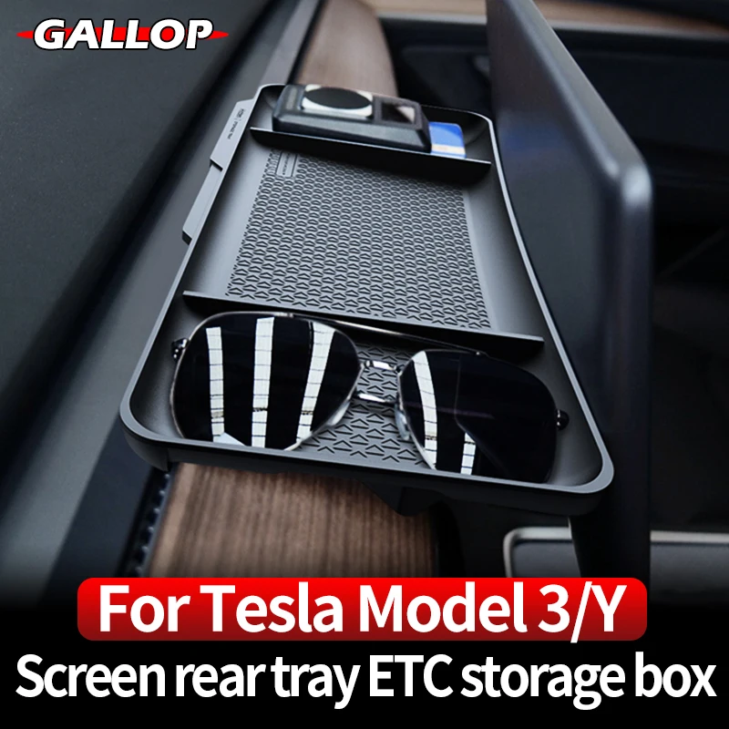 

For Tesla 2016-2022 Model 3 Model Y Car Screen Rear Tray ETC Storage Box Hide Trim Tissue Box Interior Decoration Kit Accessorie