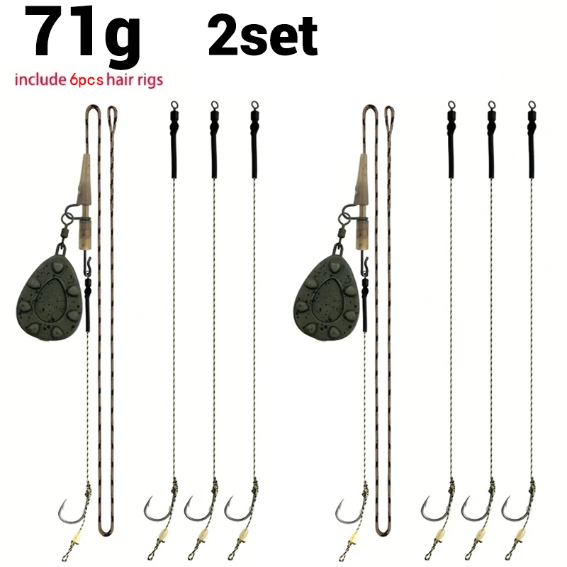 Carp Fishing Pre-tied Rig Set - Leadcore Leader with 6 Hair Rigs & Sinker Weights: 56g / 71g / 85g / 99g / 113g / 128g image 3