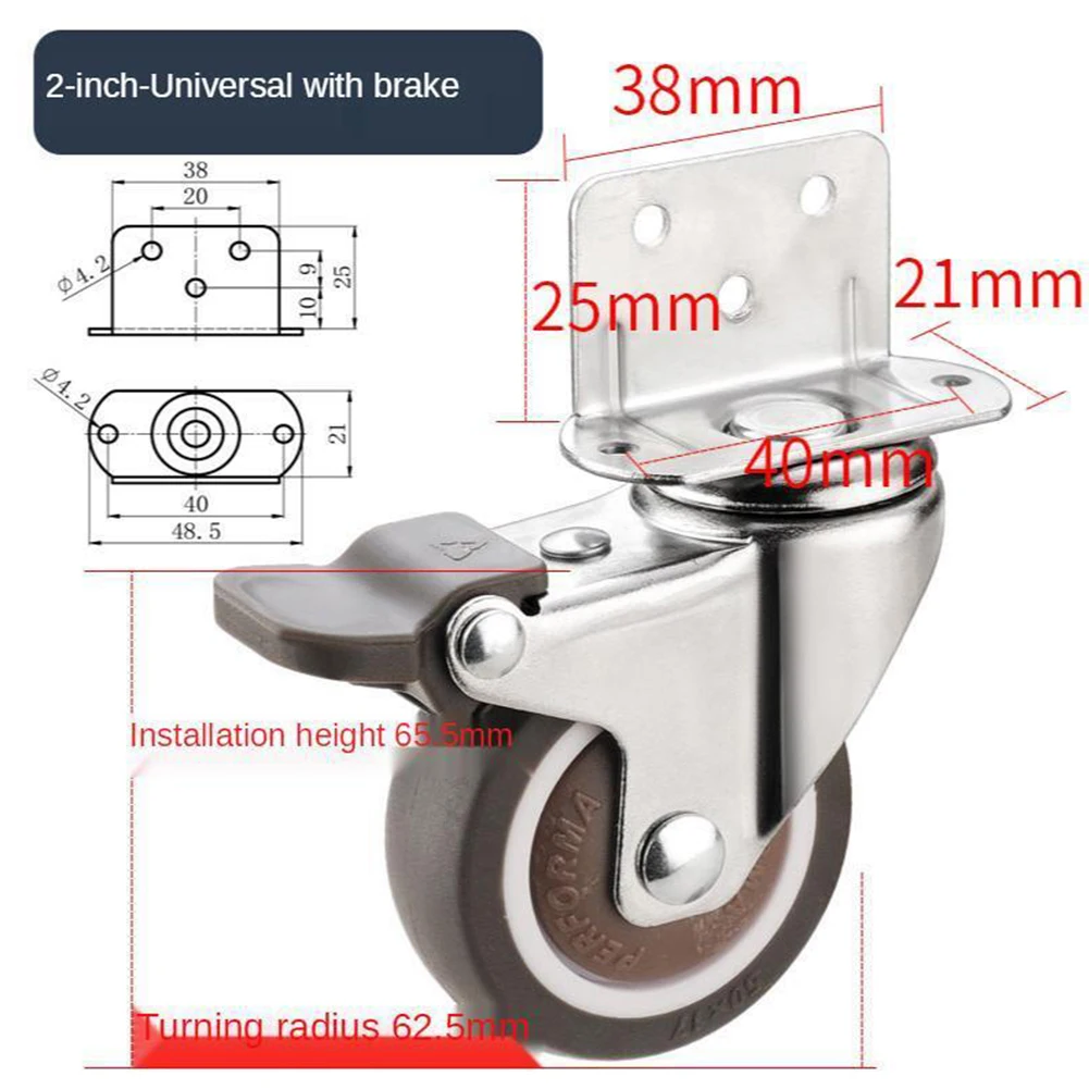 1pcs Heavy Duty Casters 20kg Mute Swivel Wheels Low Friction Resistance For Moving Furniture Chair Crib Cabinets Home Hardware