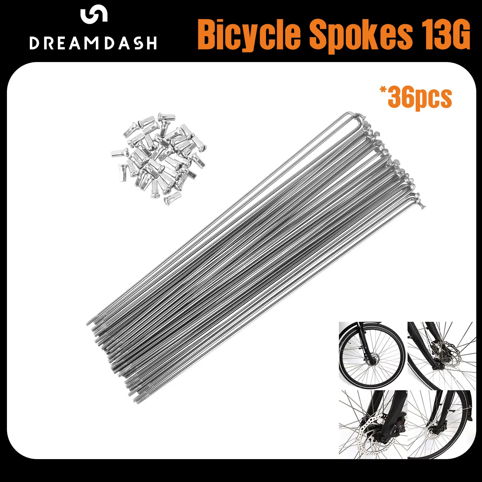 

Dreamdahs 36 шт. велосипедные спицы 13 г для шоссейного MTB велосипеда 13 г спицы из нержавеющей стали 285 мм с сосками аксессуары для велосипеда