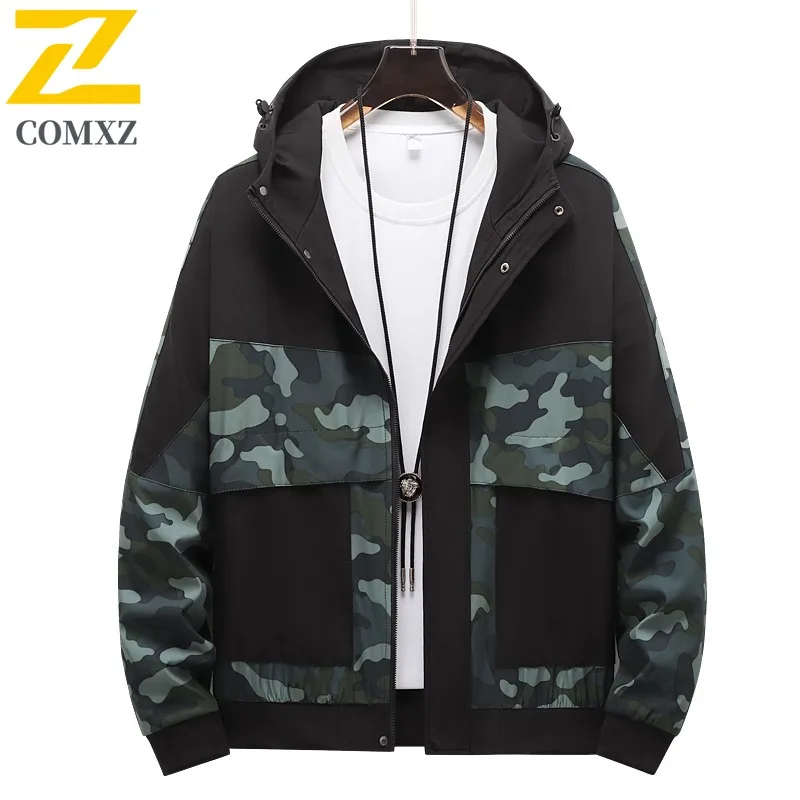 

COMXZ Camo Unisex Lightweight Softshell Jacket Detachable Hood Windproof Hiking Multiple Colors Coat for Outdoor Trekking 2025