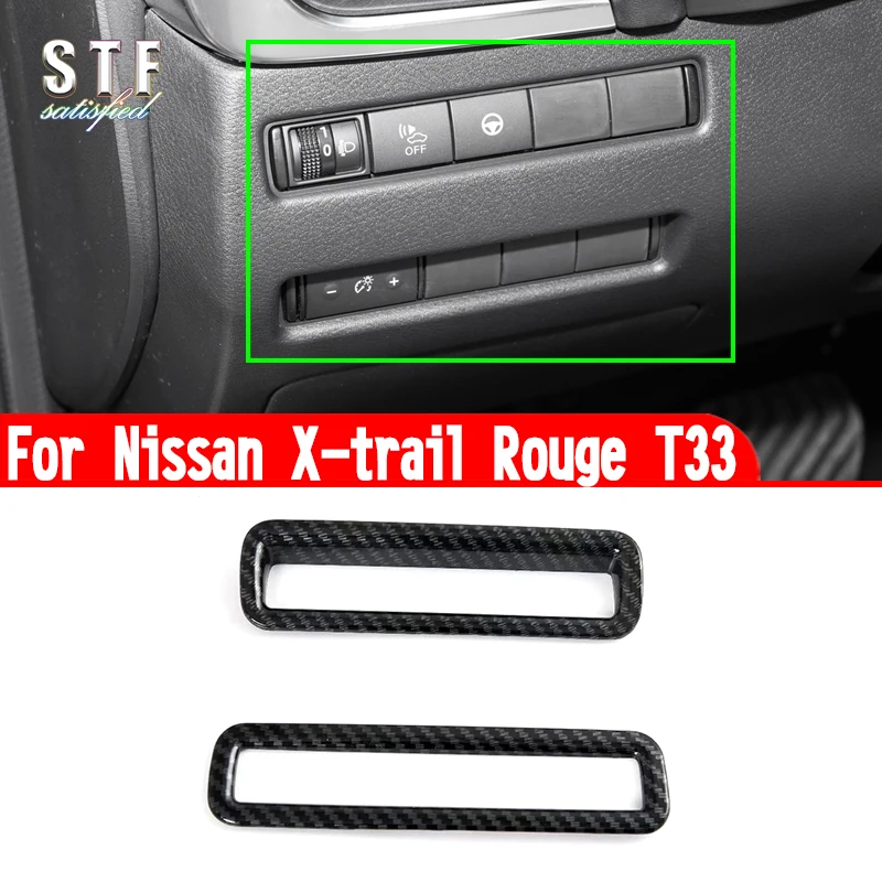 For Nissan X-trail Rouge T33 2021 2022 2023 Car Accessories ABS Interior HeadLight Switch Control Cover Trim Molding W4
