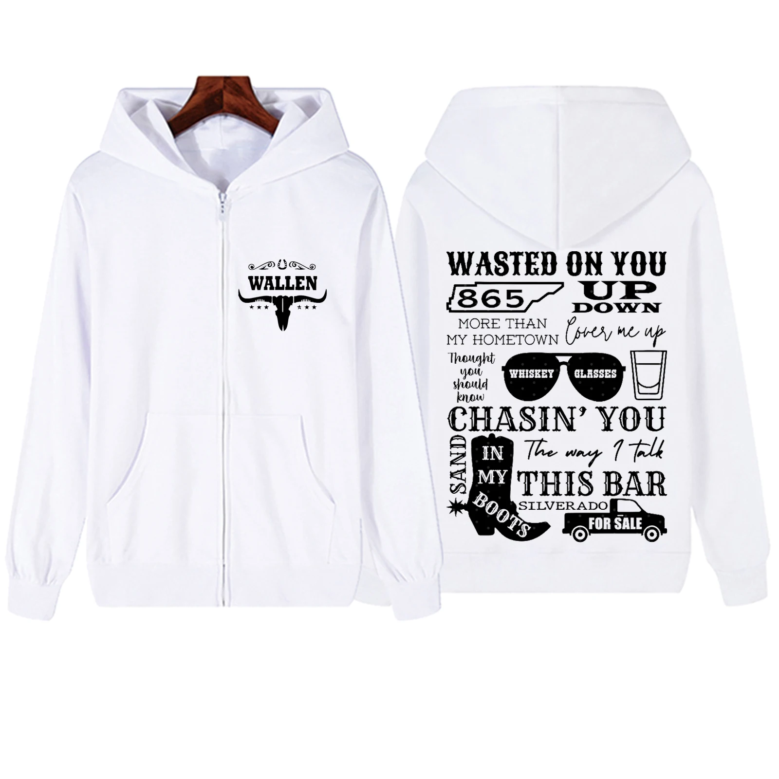 One Thing At A Time Morgan Wallen 2024 Zipper Hoodie Harajuku Pullover Tops Spring Streetwear Music Fans Gift V-Neck Sweatshirts