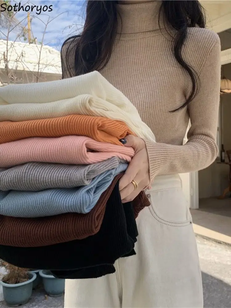 Pullovers Women Solid 9 Colors Turtleneck Simple Warm Winter All-match Special Charming Leisure Basics Elegant Sweet Breathable