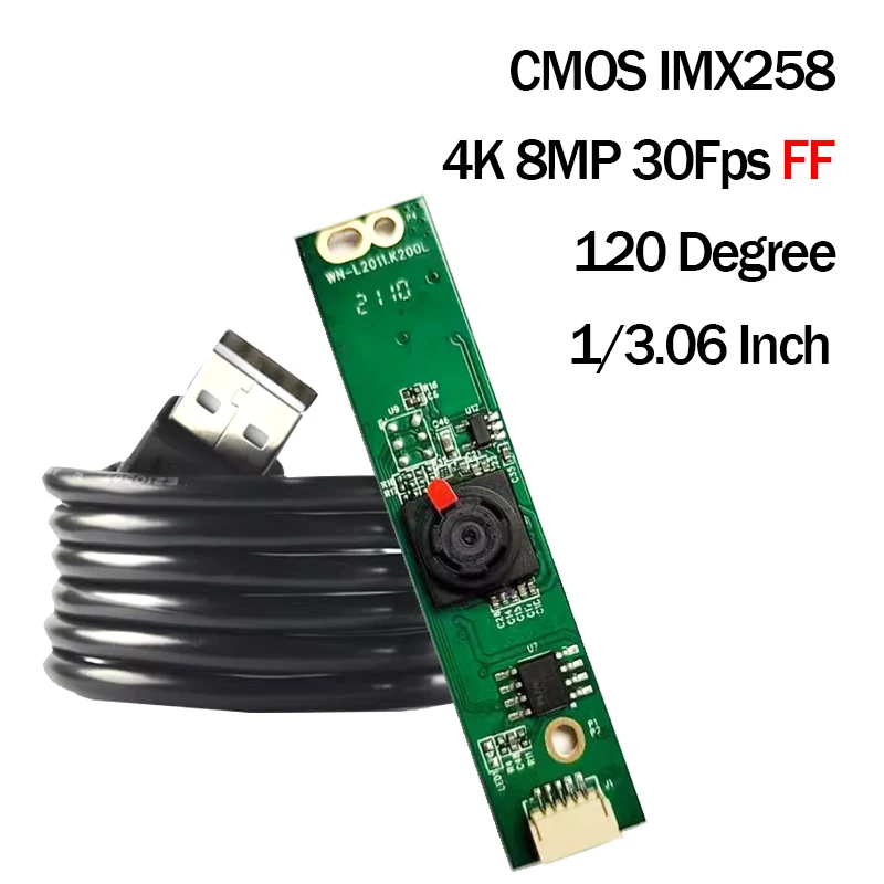 CMOS IMX258 4K 3840H×2160V HD 120° FF USB وحدة الكاميرا 30FPS MJPEG، YUY2 لنظام التشغيل Windows Android Linux Wince Mac OS #1