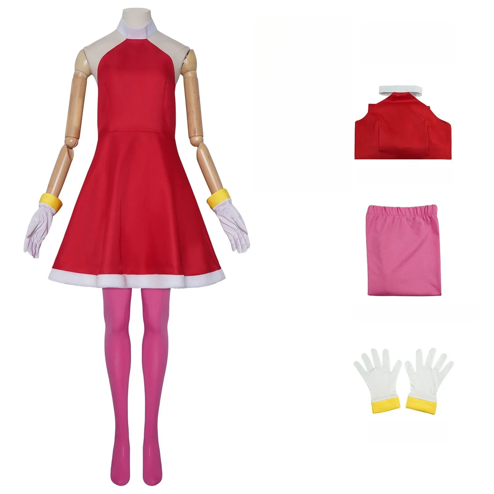 Rotes Cosplay Amy Rose Cosplay Spiel Kostüm Halloween Kostüme für Frauen Anime