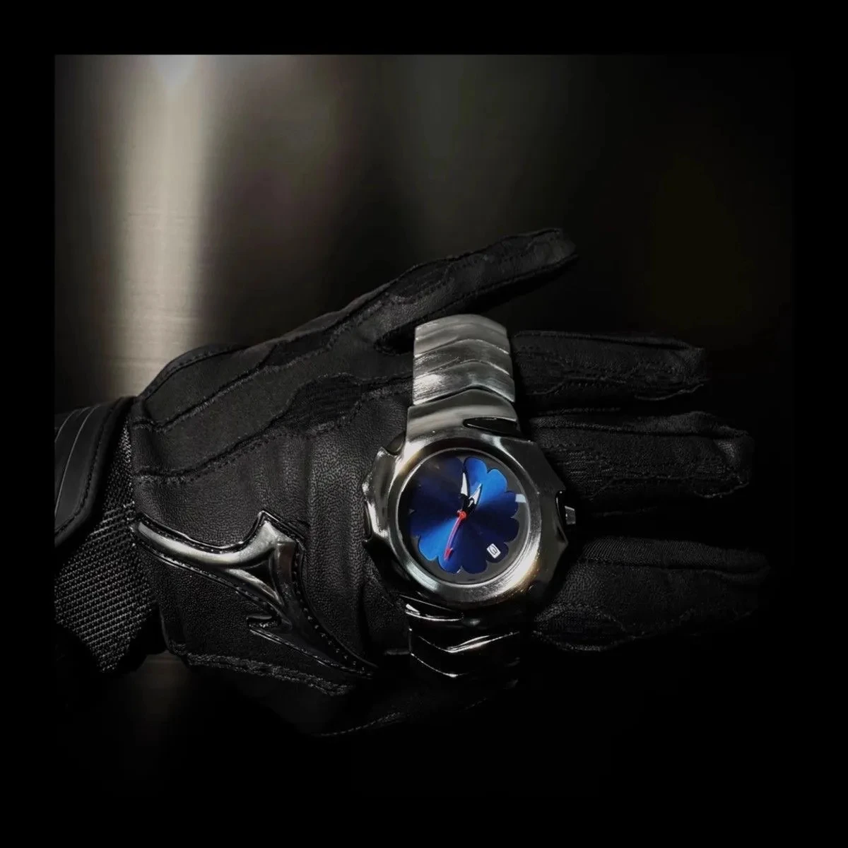 Мужские Y2K уникальные лезвия модные из нержавеющей стали черные синие роскошные кварцевые водонепроницаемые деловые часы с имитацией верха