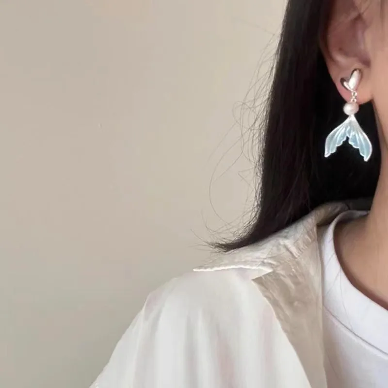 Love and Deepspace Rafayel Cosplay Blue Fishtail Ear Stud Eardrop Cartoon Anime Decorations Delicacy Game Delicate Accessory