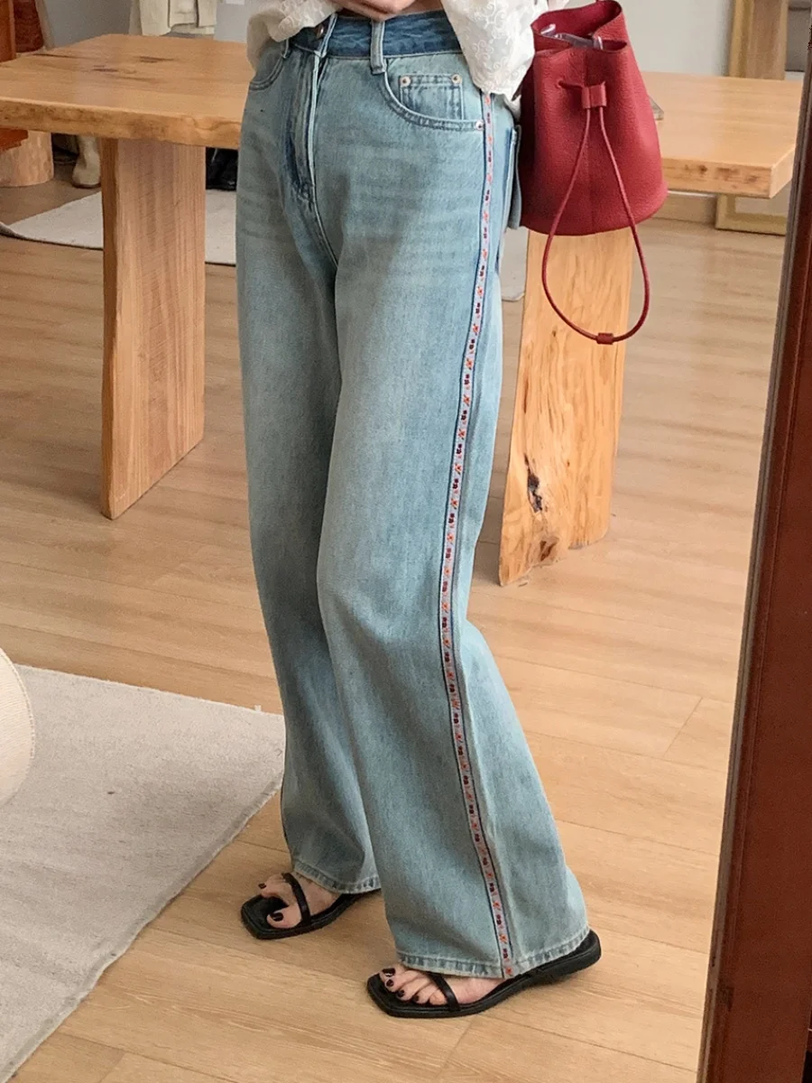 

Джинсы BRIVIN с высокой талией, прямые, свободные, широкие, женские, повседневные, винтажные, в стиле High Street Design