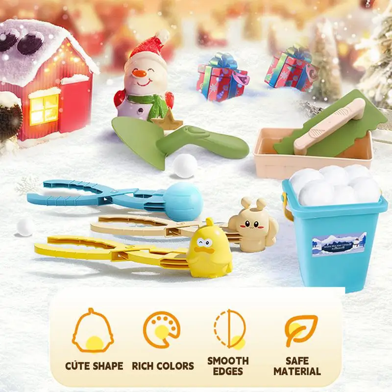 Winter Snow Toys Kit Snow Clips Ball Maker Mold Kit Snow Toys Kit With Shovel & Bucket Snow Molds Toys Snow Maker Clips Outdoor