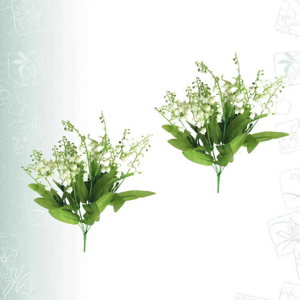 

2 Pcs Artificial Lily of The Valley Dining Room Table Decor White Flowers Bouquets Campanula Bell Orchid Bride