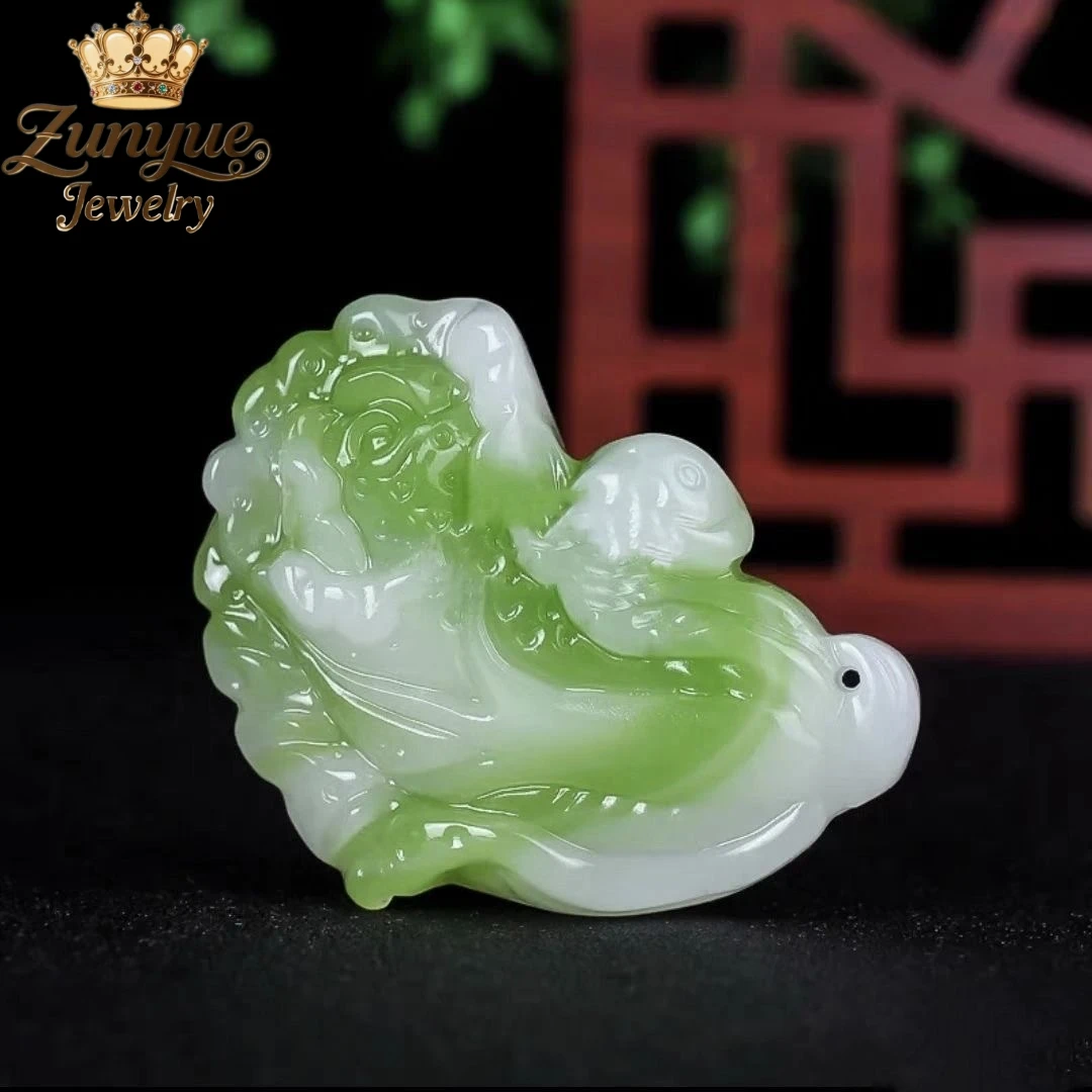 

Natural Hetian Jade Jadeite Cabbage Jade Pendant Luxury Quality Jewelry Best Selling Fashion Jewelry Exquisite Charms Popular