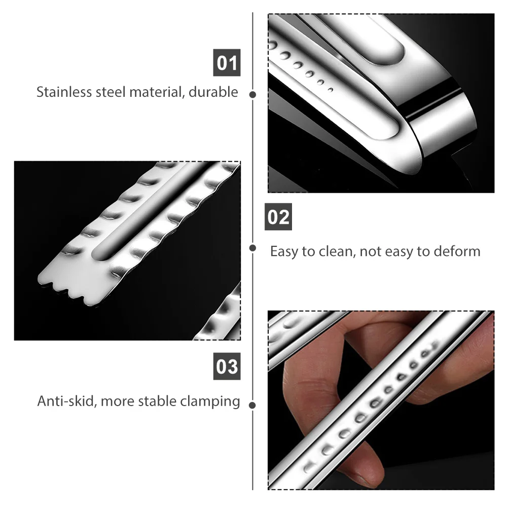 

Heat Resistant Stainless Steel Food Tong Wear Resistant Kitchen Clip for Serving Steak Bread Catering