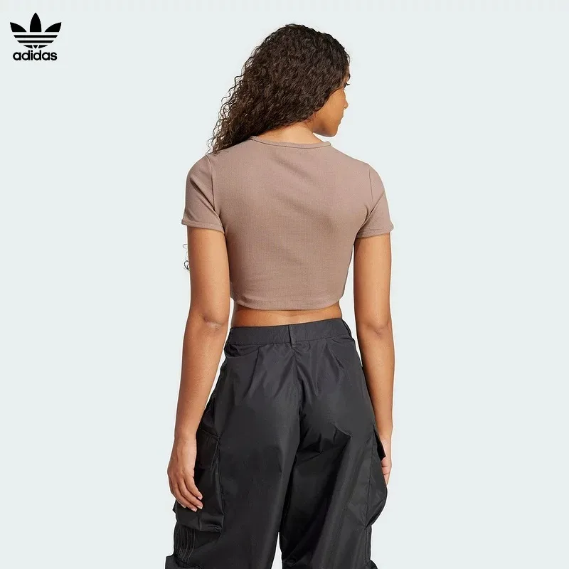 Adidas /Adidas summer waist tight top women's short-sleeved T-shirt half-sleeved JC9030