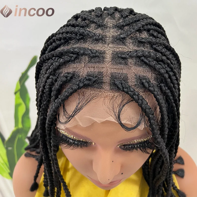 10" Short Knotless Braided Wigs Synthetic Full Lace Wigs For Woman Goddess Bohemian Box Braids Wigs With Baby Hair African Hair