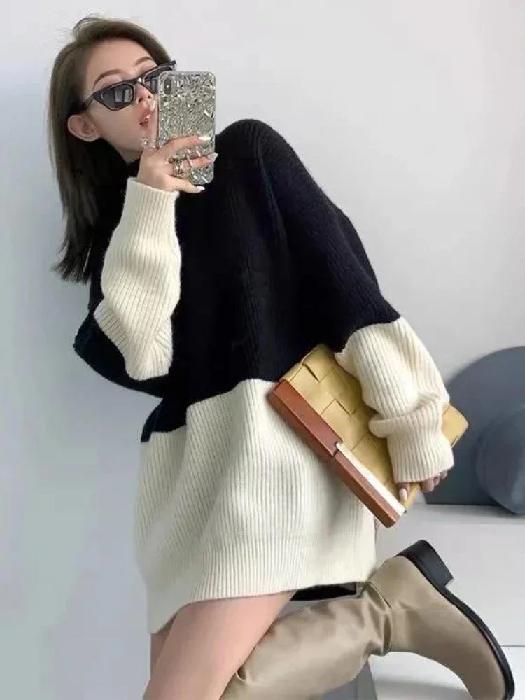 S-5XL Pullovers Women Panelled Creativity Special Charming Autumn Ladies All-match Soft Comfort Simple Daily Korean Style Warm