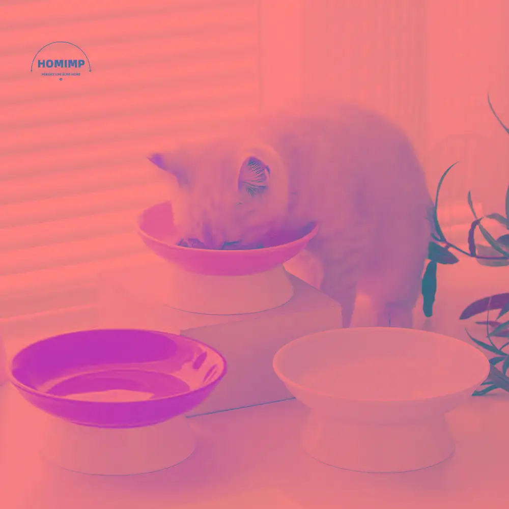 

Ceramic Cat Bowl Anti Tipping Cute Pet High Foot Bowl Large Capacity Non-slip Dog Food Feeding Basin Kitten Puppy
