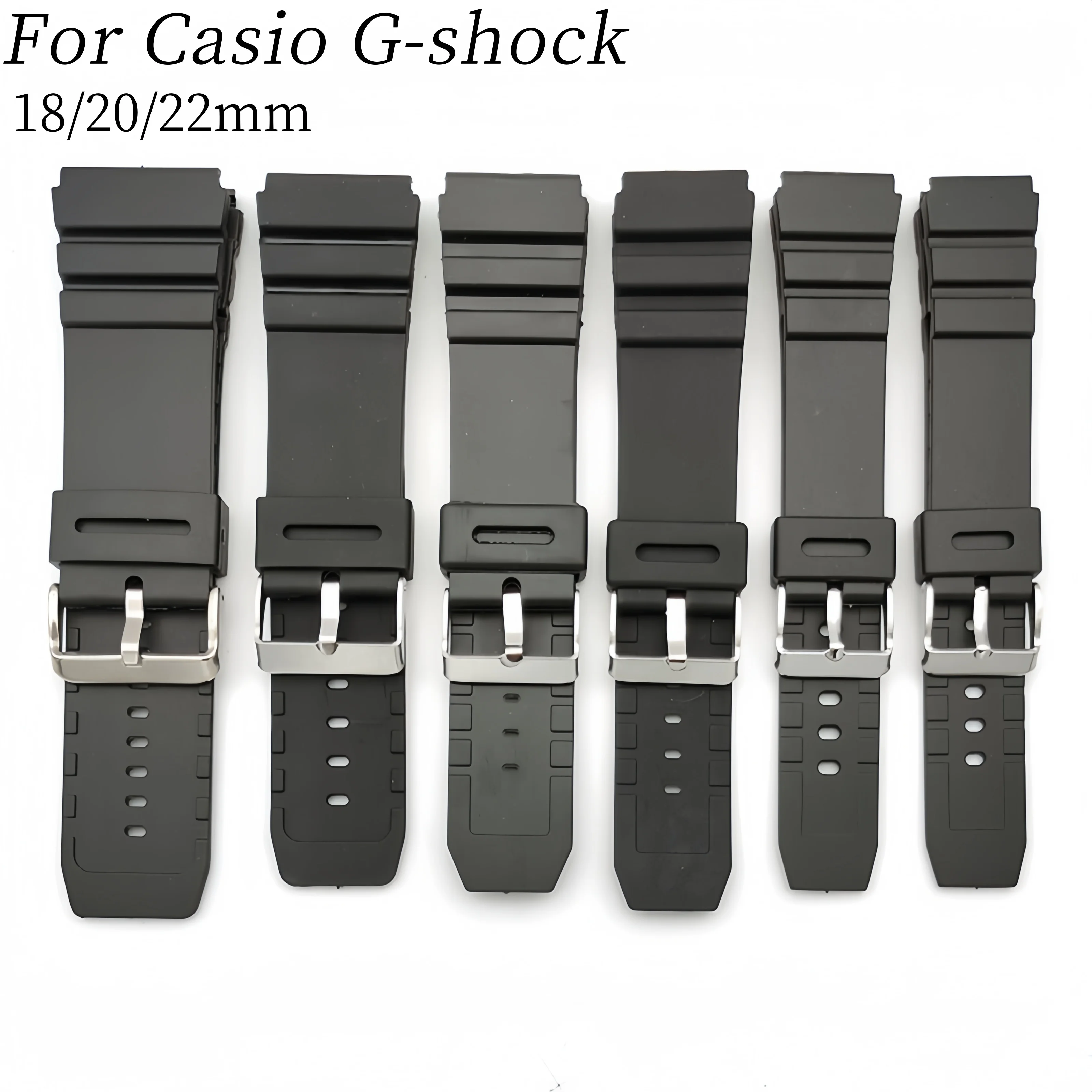 18mm 20mm 22mm Watch Strap Men Sport Wristband Silicone Rubber PU Watchband For Casio G-shock Watch Accessories Bracelet