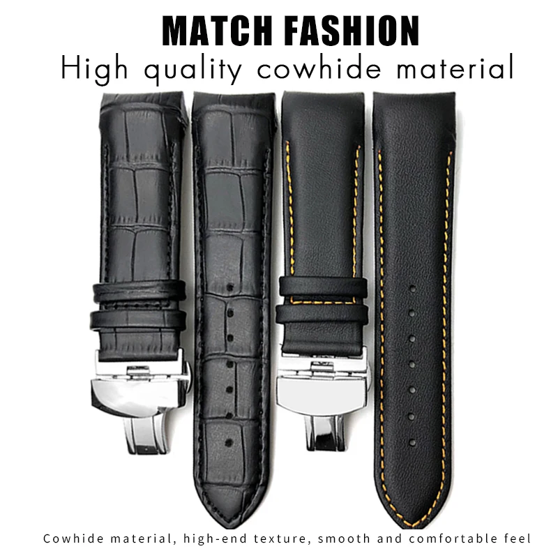 22mm 23mm 24mm Genuine Leather Watch Strap for Tissot T035 617 627 439 Brown Black Calfskin Watchband Butterfly Buckle Mens