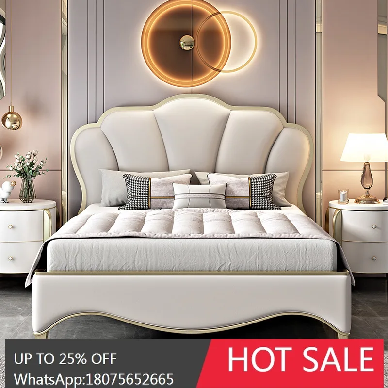 

SGF New American Style Light Luxury Petal Bed Soft Package Master Bedroom Double Wedding Bed