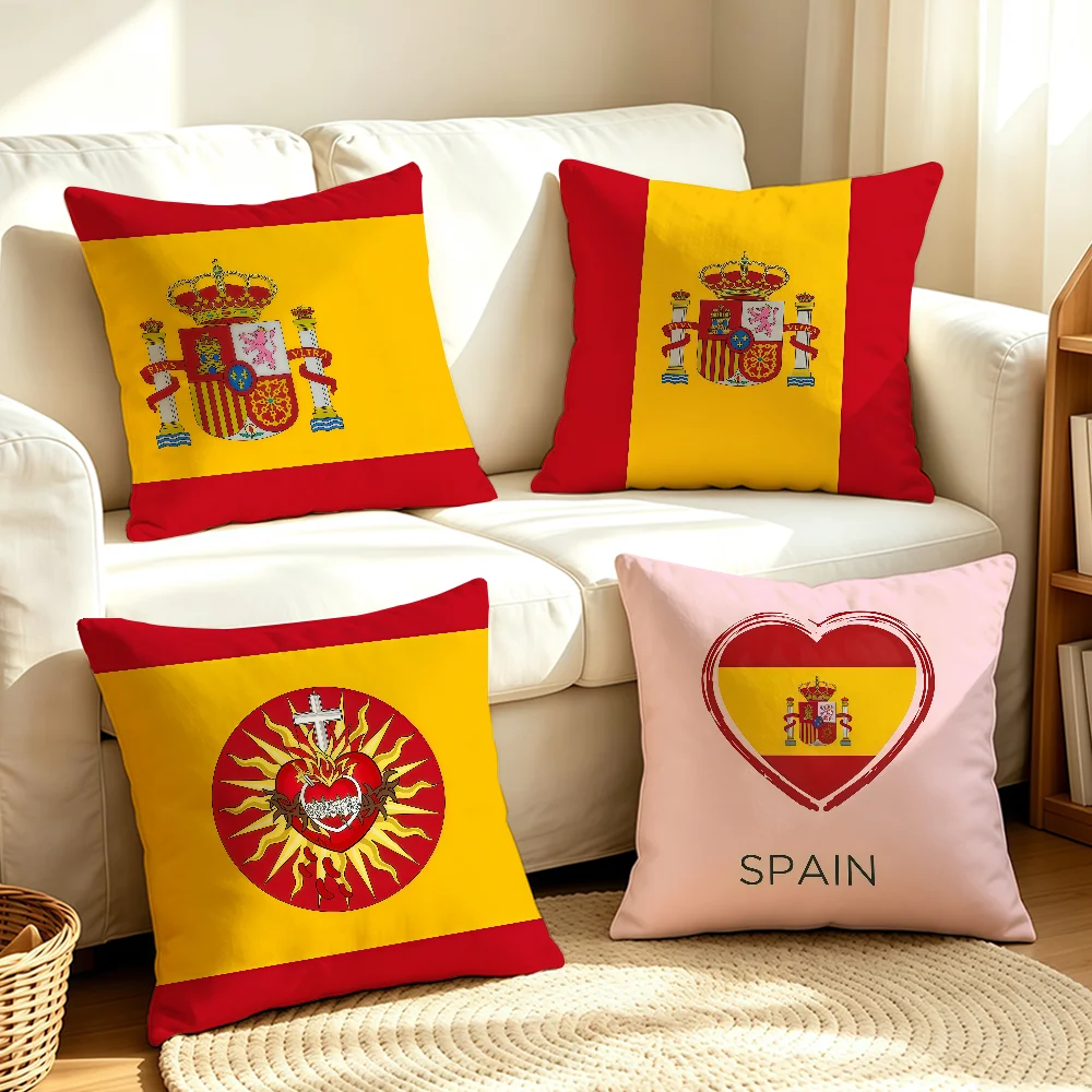 Nation Espana Spainish Spain cushion cover Soft Smooth Hidden Zipper Washable Decorative Couch Bedroom Office Housewarming Gift