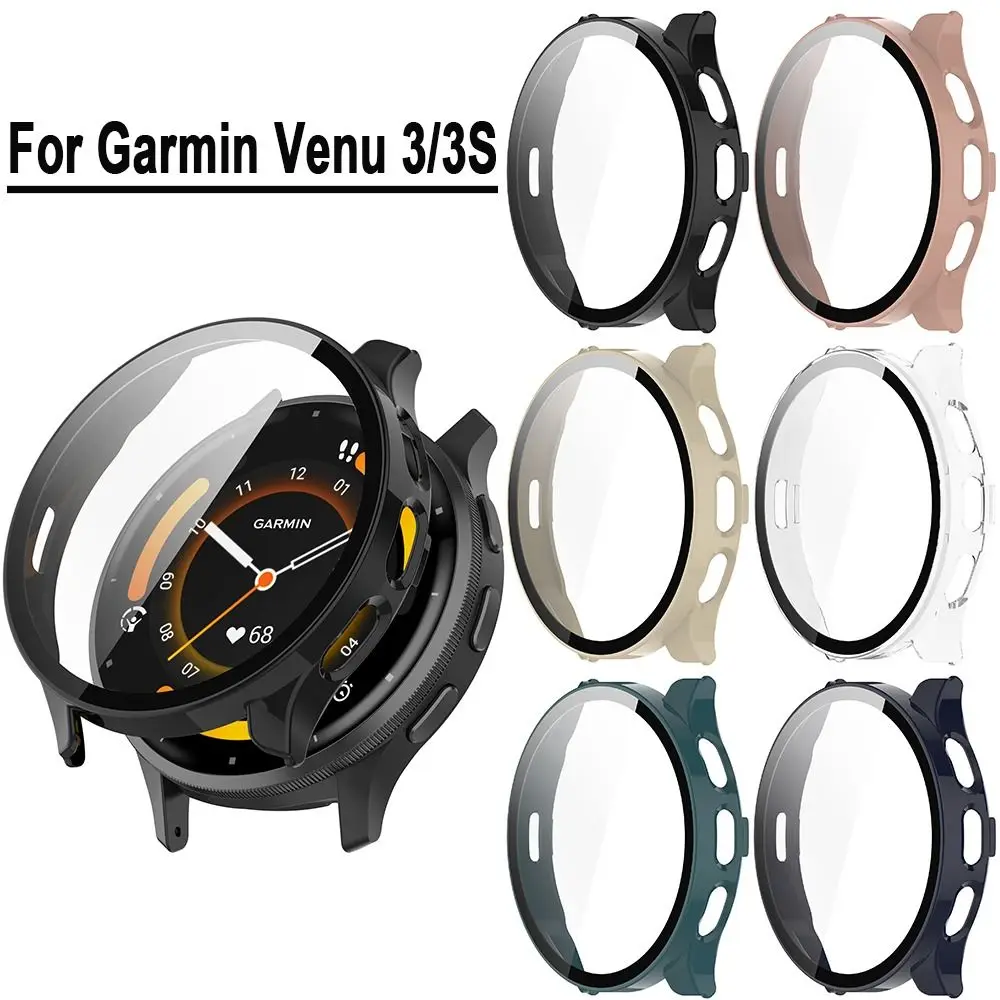 PC+Tempered Protective Case New Full Cover Smart Cover Shell Hard Accessories Screen Protector for Garmin Venu 3/3S Smart Watch
