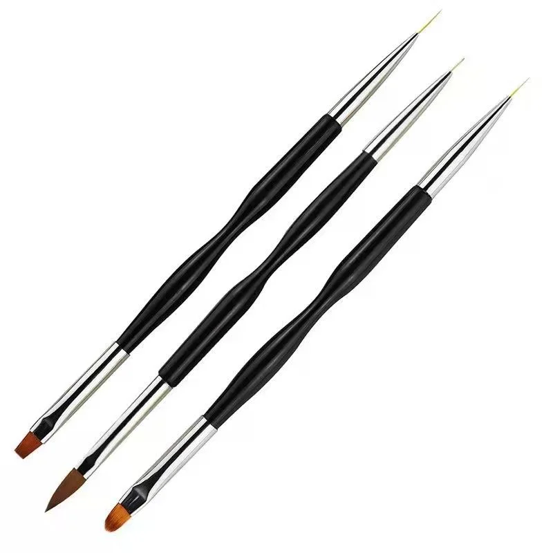Ensemble de pinceaux pour Nail Art à rayures françaises, 3 pièces/ensemble, pointes, stylo de dessin de ligne Ultra-fin, pinceaux de peinture sur Gel UV à double extrémité