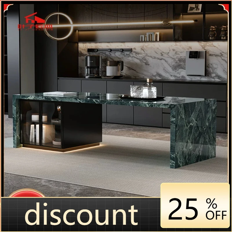 

LH rock slab bar table household living room wine cabinet against the wall light luxury high-end island table dining table