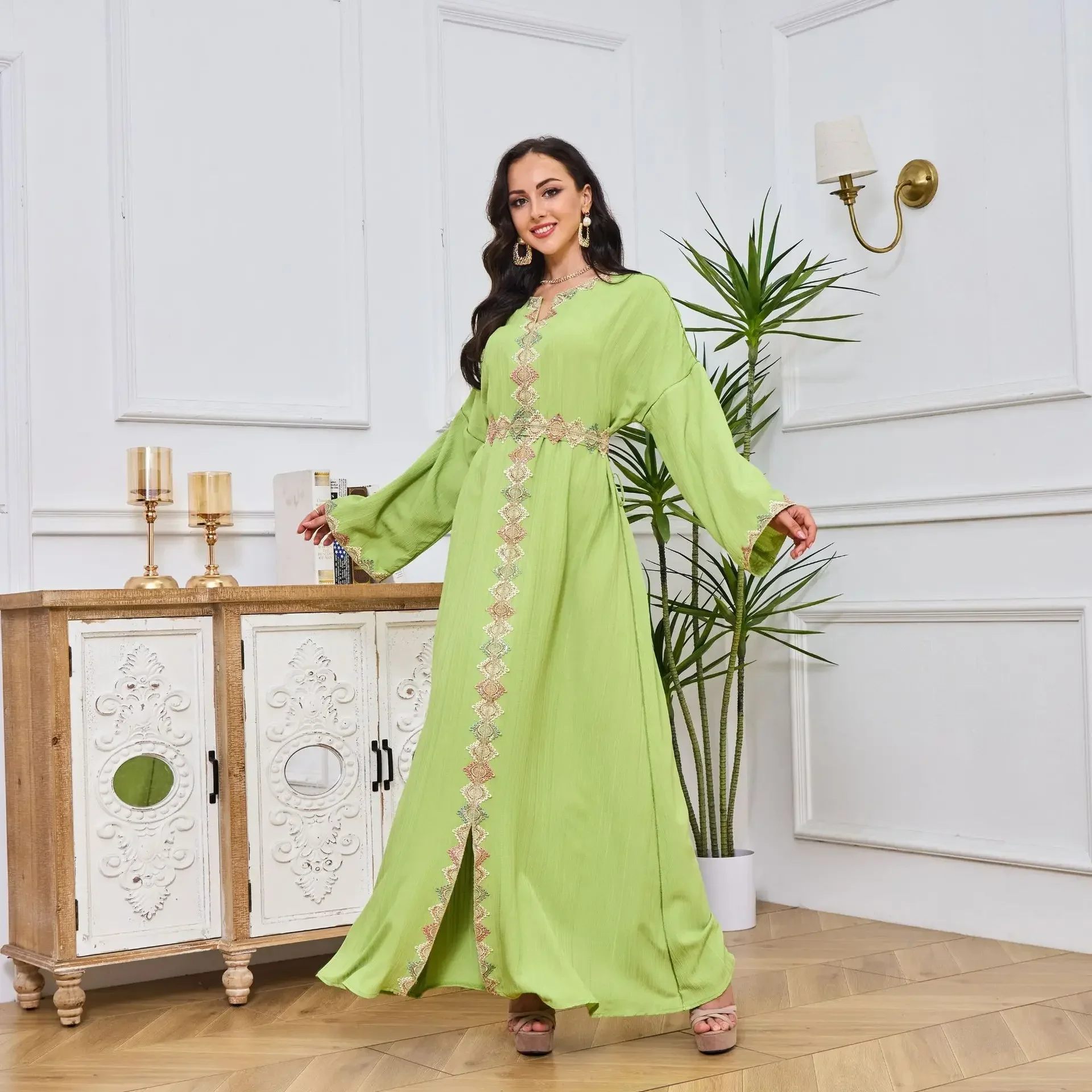 

Женский кафтан, исламская одежда для мусульманских женщин, Абая, Дубай, Турция, кафтан, мусульманское длинное платье Абая для женщин, повседневный халат