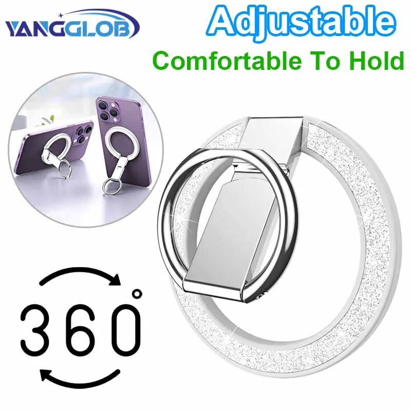 

Магнитный держатель для колец с блестками 360° ° Поворотная подставка для телефона для iPhone 15, 14, 13, 12, подходит для магнитного чехла, складной кронштейн-подставка