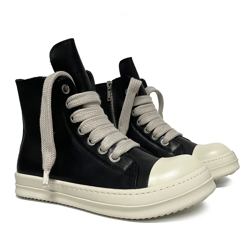 2024 New Autumn/Winter Luxury High Top Shoes for Men Sports and Leisure Women Genuine Leather Couples, Large Size Board Shoes