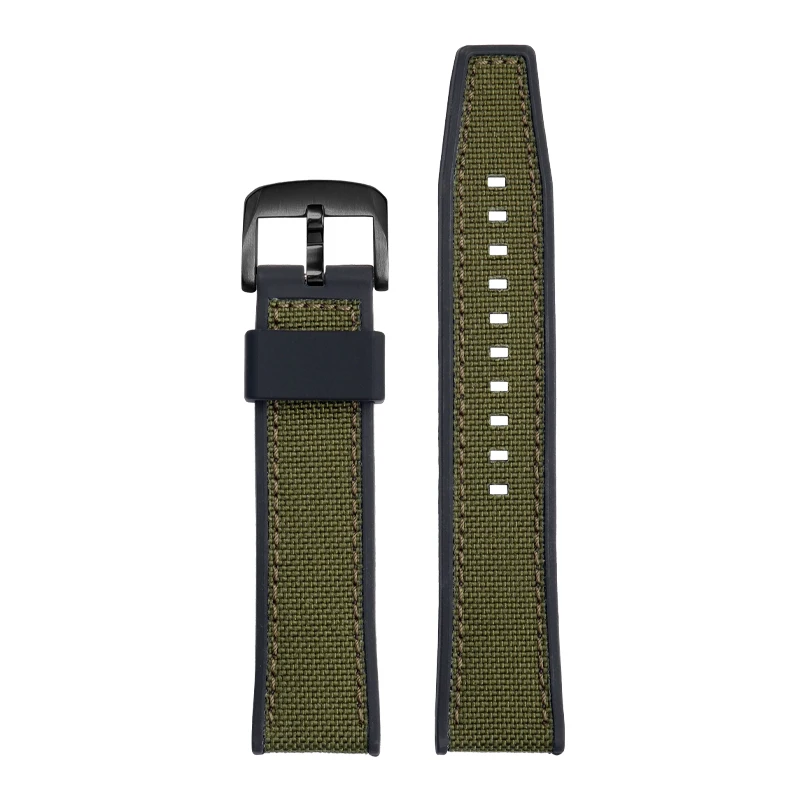 21mm 22mm Woven Nylon Rubber Bottom Watchband Strap for Tissot T116 Seiko No. 5 SSB373P1 Mido Male Waterproof Silicone Bracelet