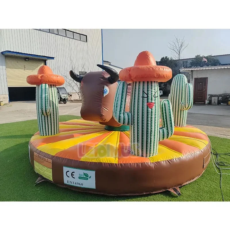 Interactive Rodeo Bull Ride Games for Kids Wholesale Inflatable Cactus Bull Ride Mechanical Bull Ride