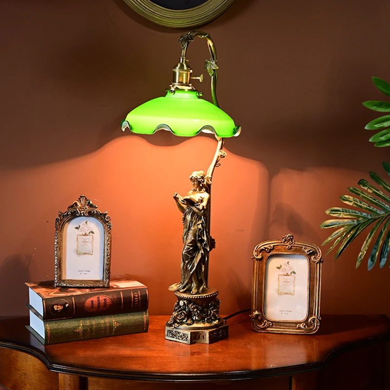 

French retro all copper table lamp American nostalgic living room study medieval bedroom