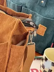 Cord-Umhängetasche Stilvolle Pendler-Schultertasche mit Mehreren Geräumigen Fächern Handtasche für Damen – Detail 5