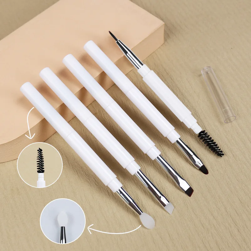 Double ended Portable Makeup brushes Travel size Make up brushes Eyeshadow Eye Brow Crease essential cosmetic tools with lid