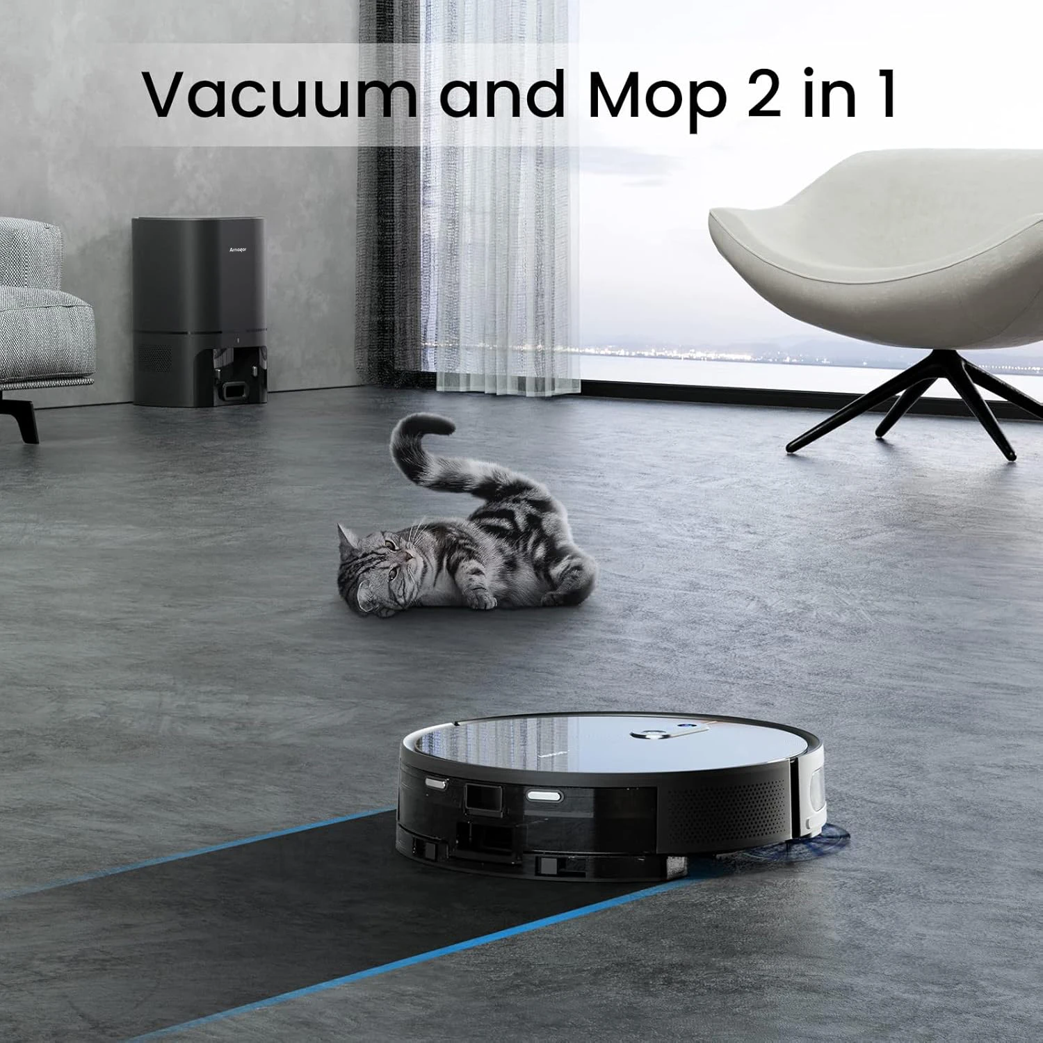 NEW Arnagar S9 Robot Vacuum Cleaner Auto Empty Dust Collection Sweep Mop 3500Pa 2550mAh Low Noise APP Control