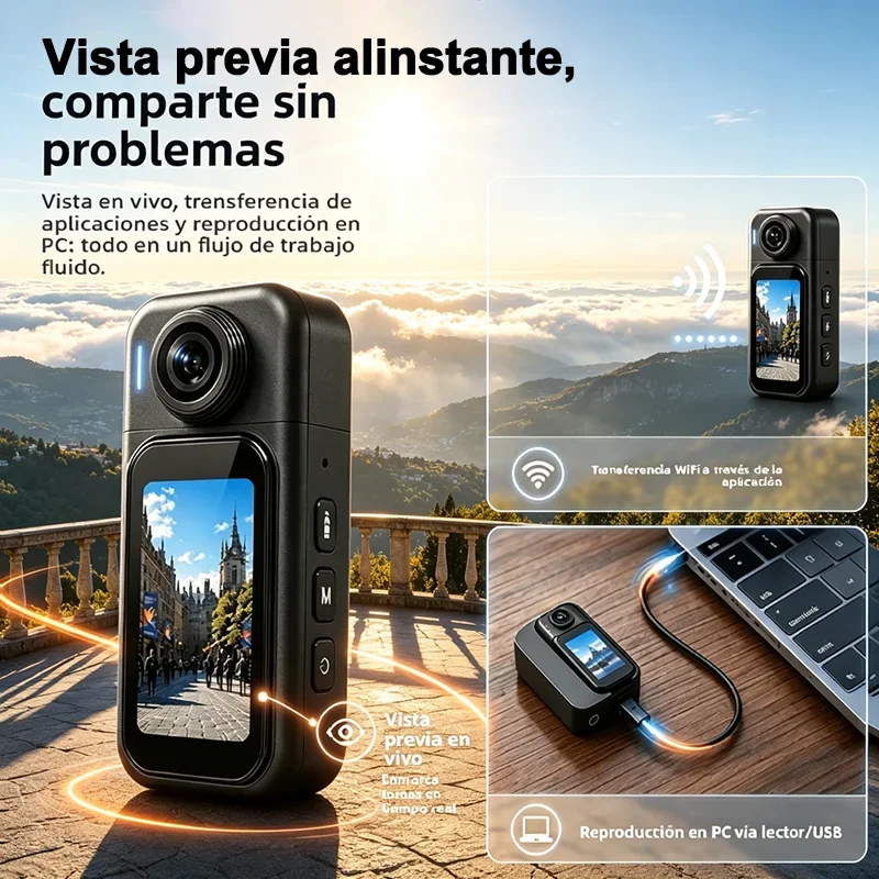 4K Mini WiFi Wearable Body Camera POV Vlog Recorder Waterproof Portable Sports Action Cam for Motorcycle Helmet Cycling Vlogging