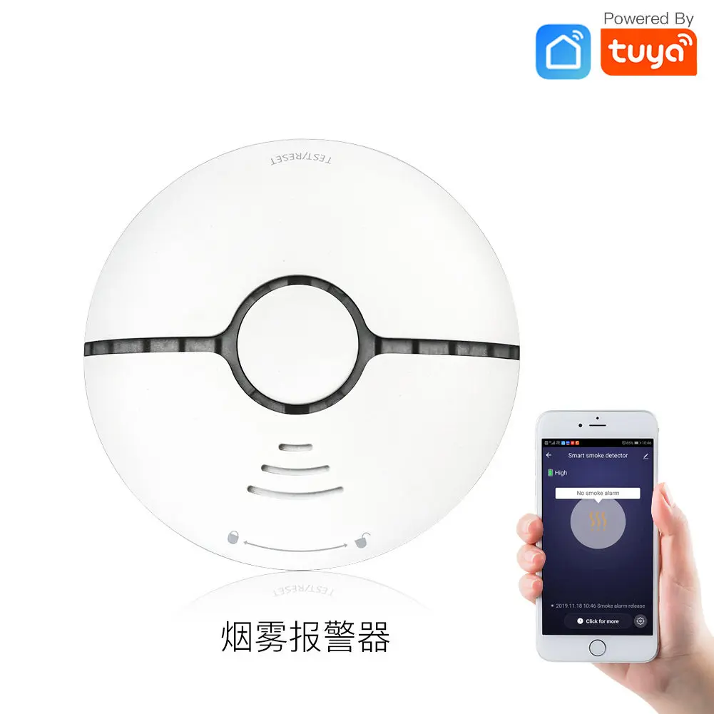 Doodle Smart WiFi Smoke Alarm, Home Wireless Smoke Detection APP Notification Sound And Light Alarm Sensor