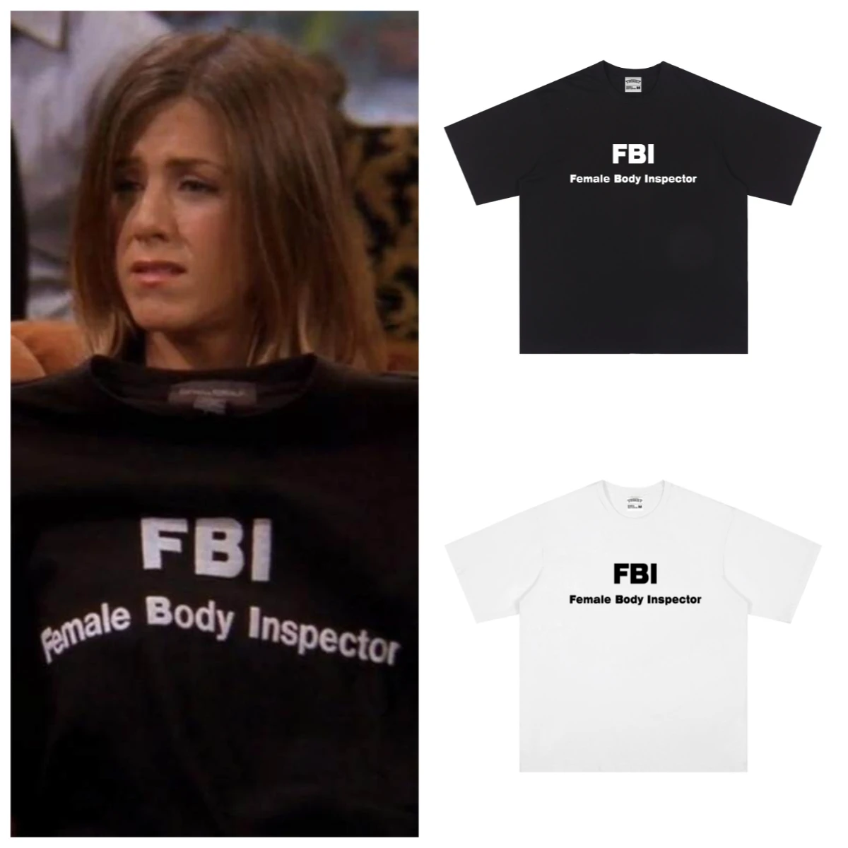 

Rachel in Same Letter T-shirt Female Body Inspector Short-sleeved Cotton Printed Men's and Women's Coat